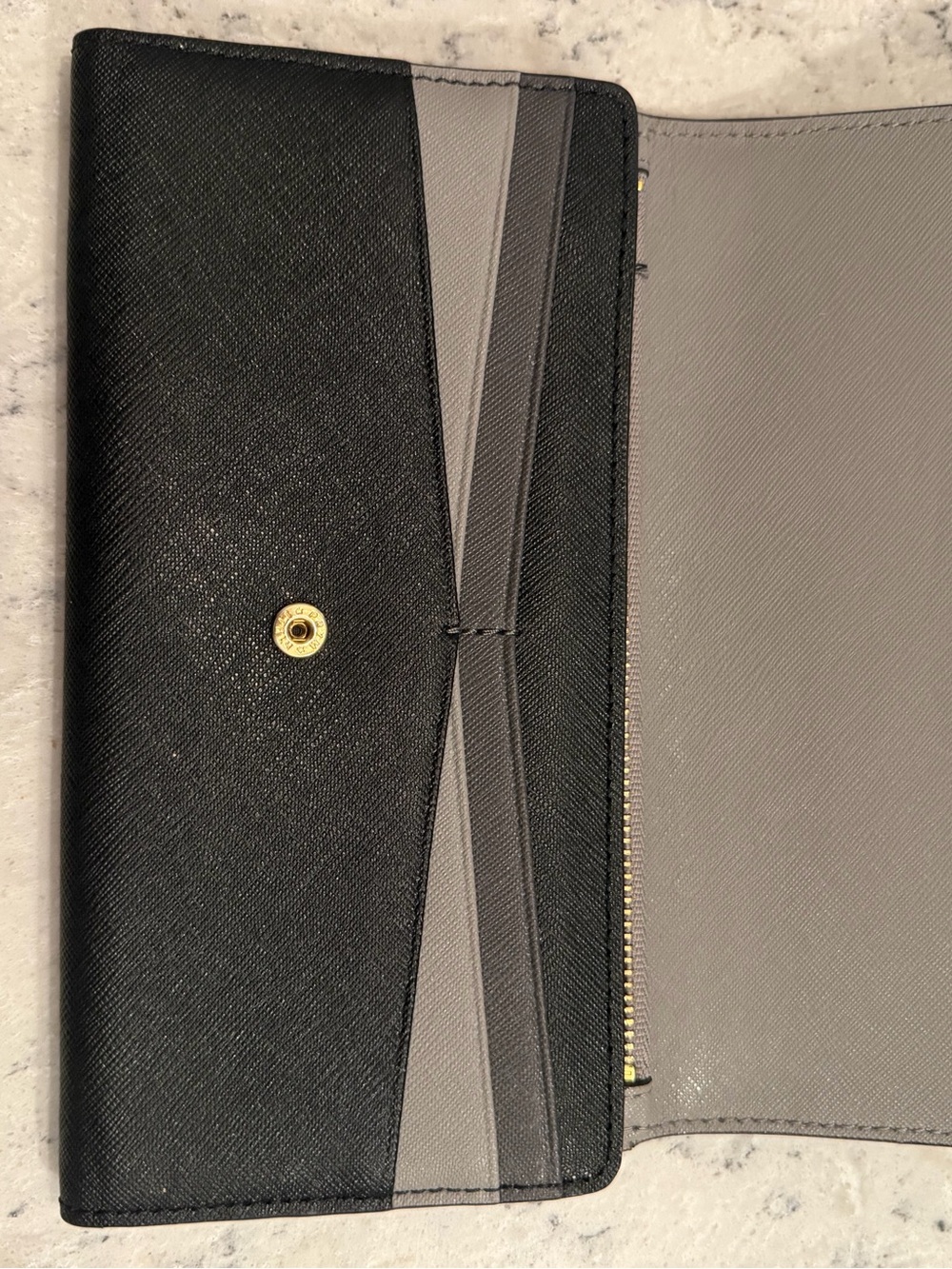 Henri Bendel Gray & Black Colorblock Saffiano Snap Wallet - Picture 5 of 5
